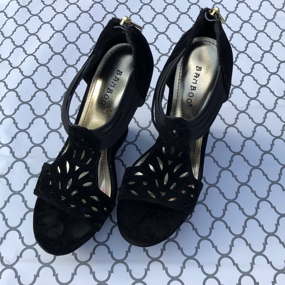 Bamboo black wedge